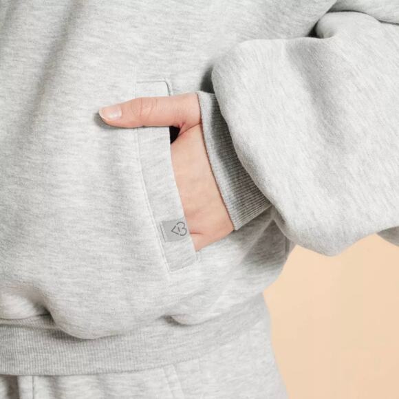 BLOGILATES Marshmallow Full Zip Hooded Sweatshirt Light Gray Large L - Picture 3 of 12